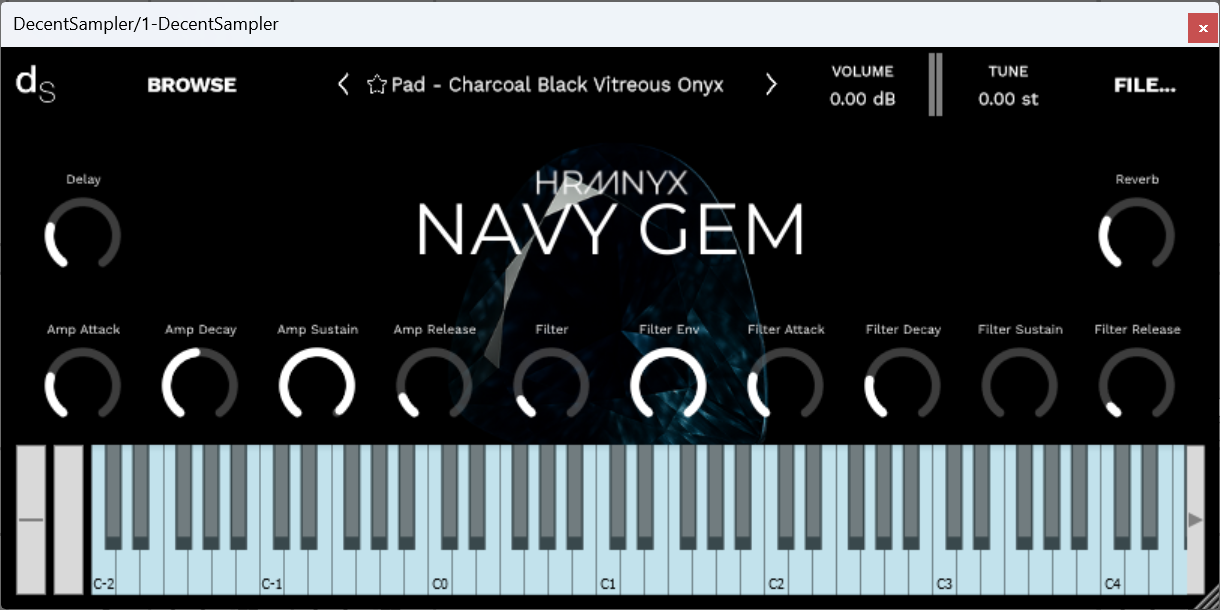 A screenshot of the Navy Gem Sample Library instrument interface in Decent Sampler.